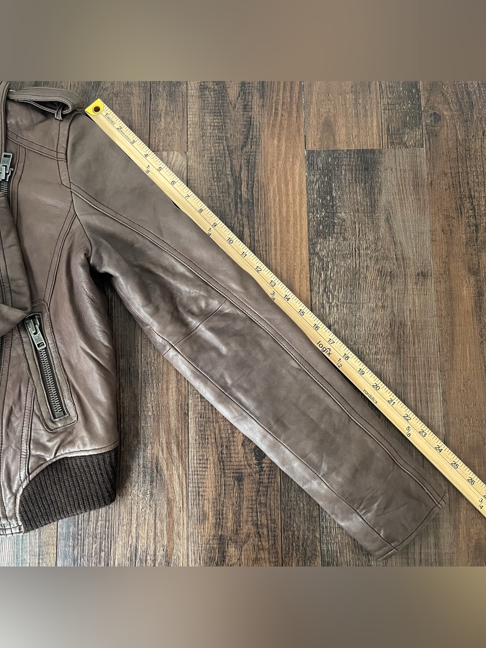 American Eagle Genuine Leather Bomber Jacket Elbow Patches Military Size Small - Picture 16 of 16